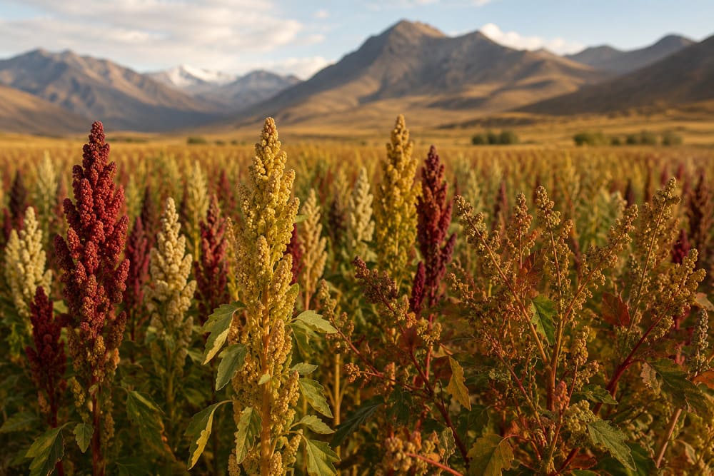 Quinoa plants growing in the Peruvian Andes