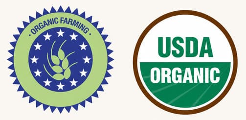 Organic certification icons for Sacha Inchi