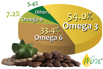 Sacha Inchi Omega 3, Omega 6 and Omega 9 chart
