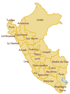 Geographic distribution of maca in Peru