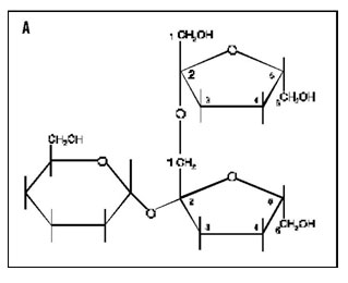 Chemical structure of fructo-oligosaccharides FOS